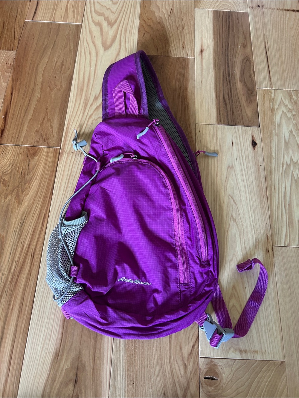 Eddie Bauer RipStop shoulder sling crossbody backpack bag Purple Walk Hike